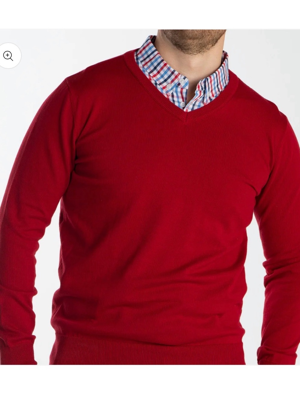 Men's Red V-Neck Sweater